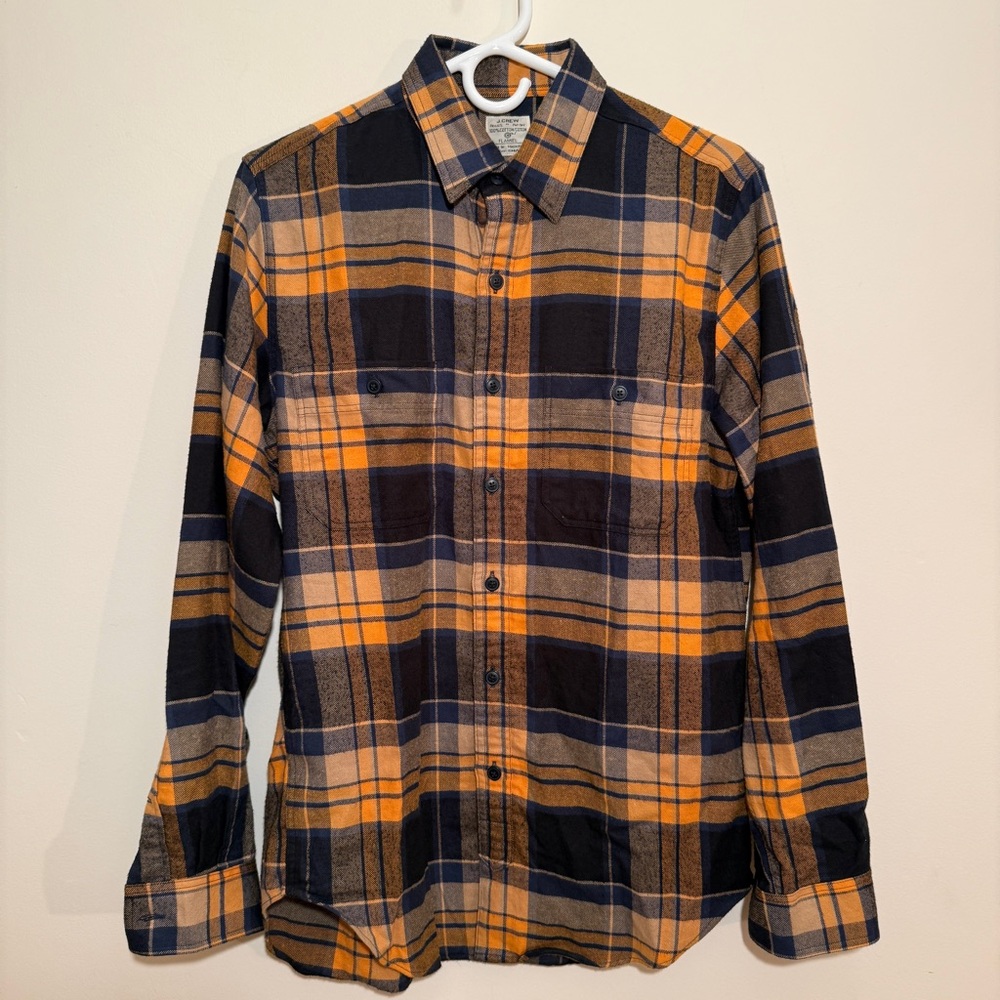 J. Crew Men's Black/Orange Flannel Shirt